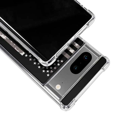 Black and White Camo American Flag Google Pixel 7a Clear Case